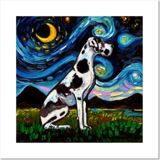 Great Dane Harlequin Night Posters and Art